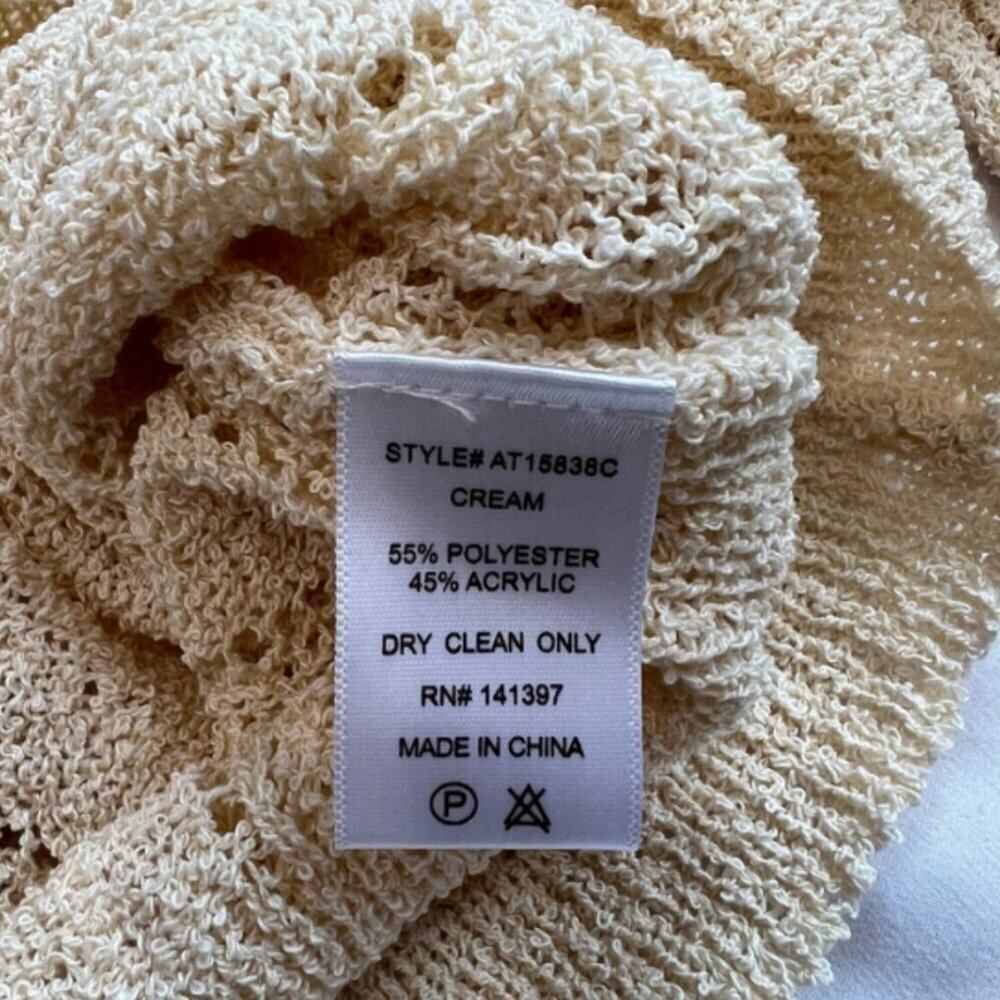 ASTR the Label Open Pointelle Lightweight Knit Wrap Sweater Cream L NWT - Picture 7 of 7